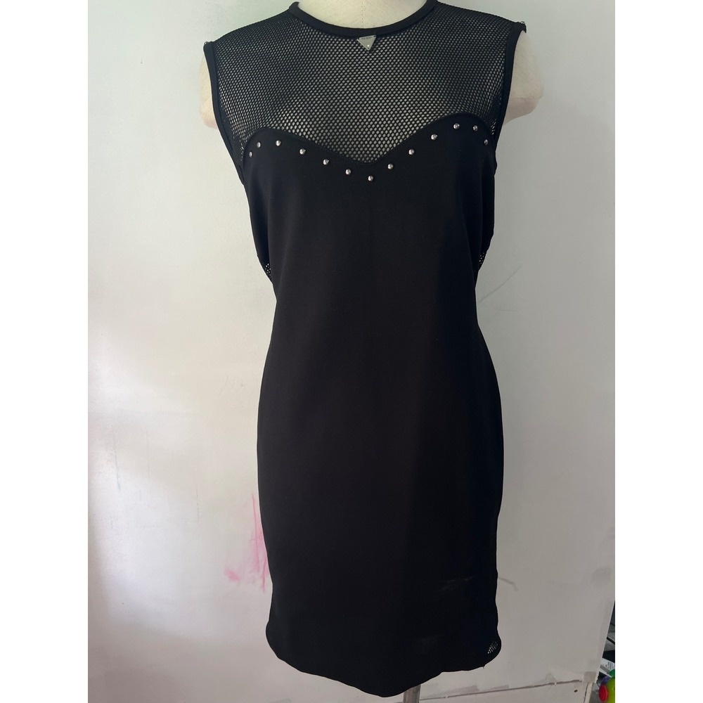 Guess Black Mesh Studded Bodycon Dress Sleeveless Mini party capsule Size M